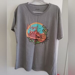 Hooey Brand Desert Beauty Graphic Tee - Gray with Colorful Print Ladies Size XXL